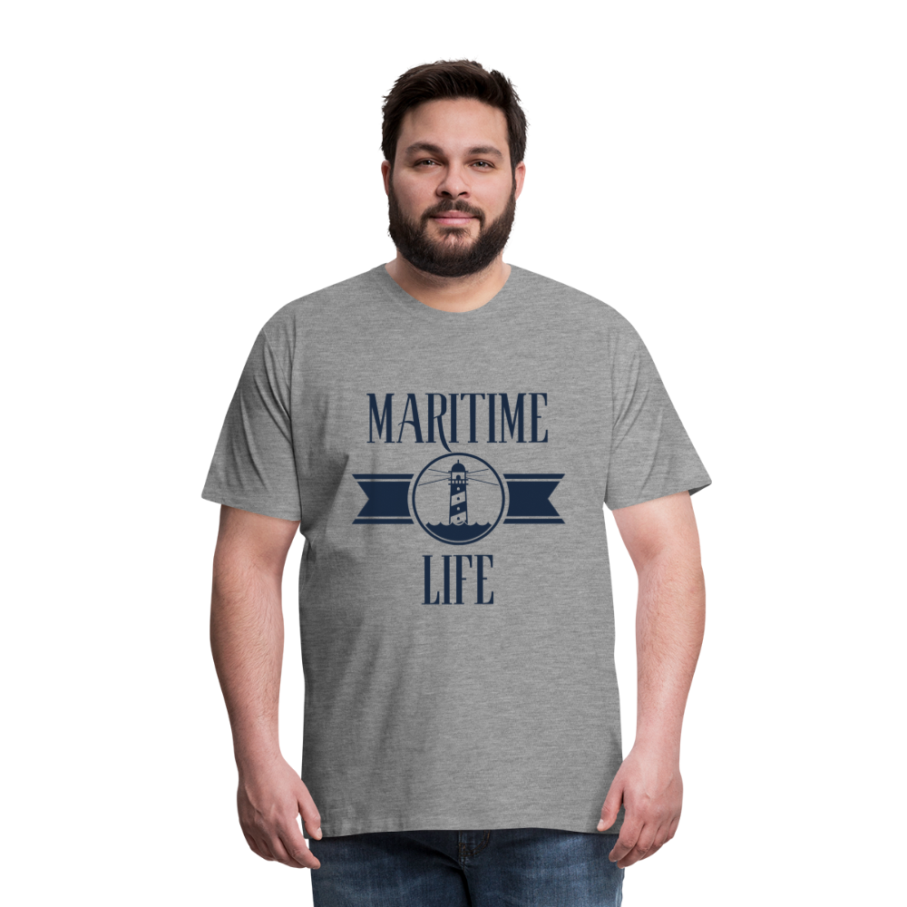 Männer Premium T-Shirt - Maritime Life Navi - Grau meliert