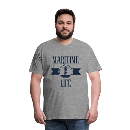 Männer Premium T-Shirt - Maritime Life Navi - Grau meliert