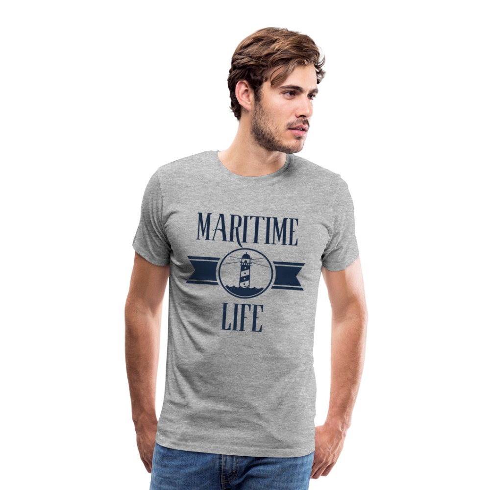 Männer Premium T-Shirt - Maritime Life Navi - Grau meliert