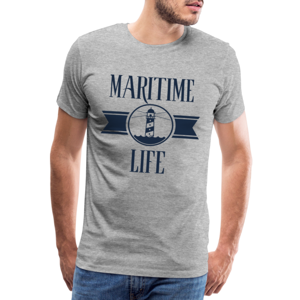 Männer Premium T-Shirt - Maritime Life Navi - Grau meliert