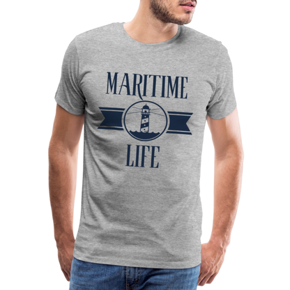 Männer Premium T-Shirt - Maritime Life Navi - Grau meliert