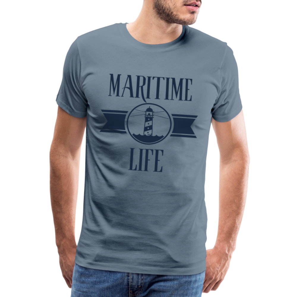 Männer Premium T-Shirt - Maritime Life Navi - Blaugrau