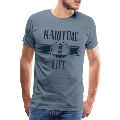 Männer Premium T-Shirt - Maritime Life Navi - Blaugrau