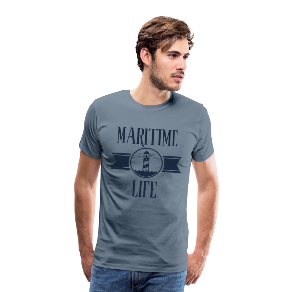 Männer Premium T-Shirt - Maritime Life Navi - Blaugrau