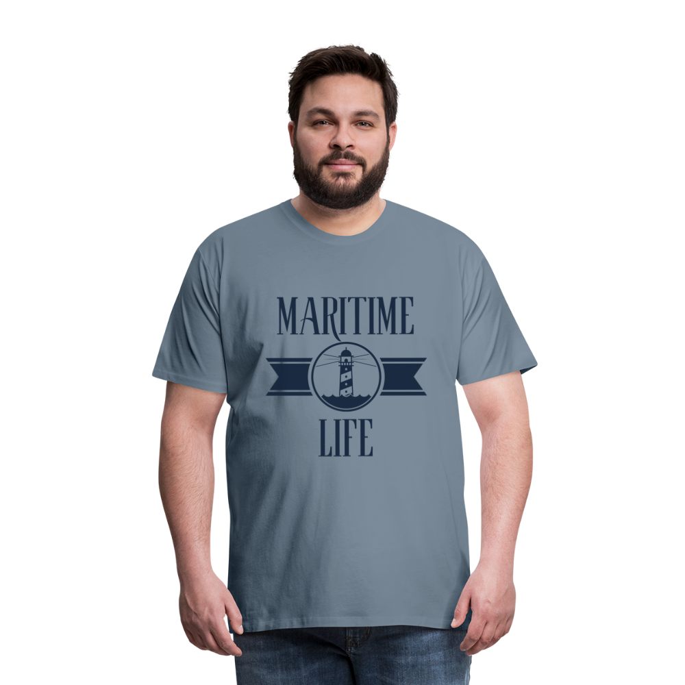 Männer Premium T-Shirt - Maritime Life Navi - Blaugrau