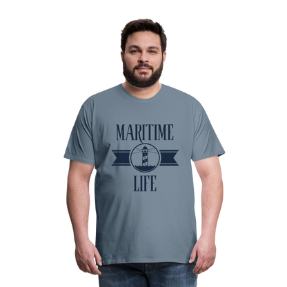 Männer Premium T-Shirt - Maritime Life Navi - Blaugrau