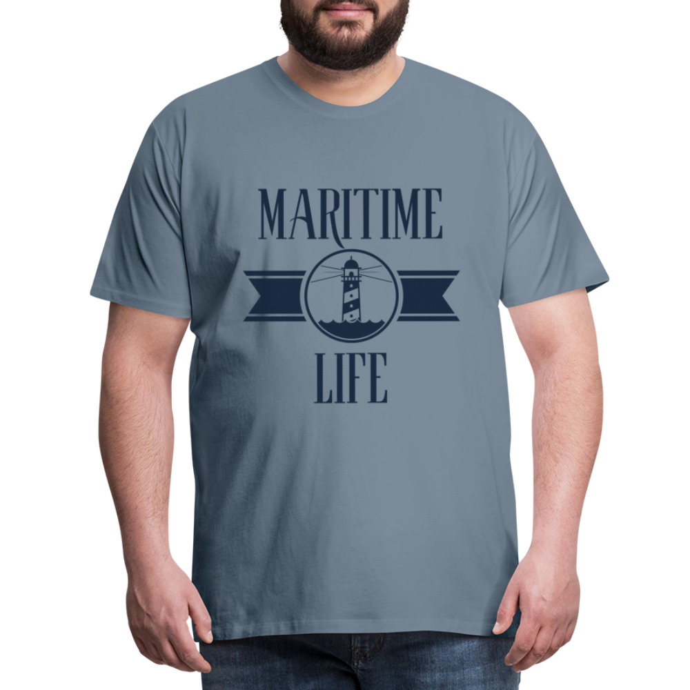 Männer Premium T-Shirt - Maritime Life Navi - Blaugrau