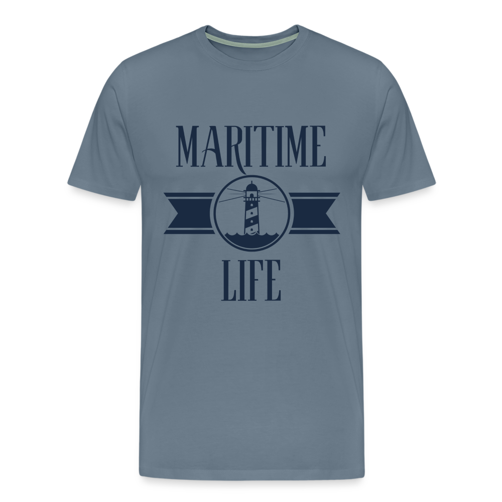 Männer Premium T-Shirt - Maritime Life Navi - Blaugrau