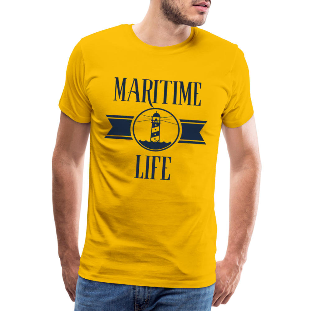 Männer Premium T-Shirt - Maritime Life Navi - Sonnengelb