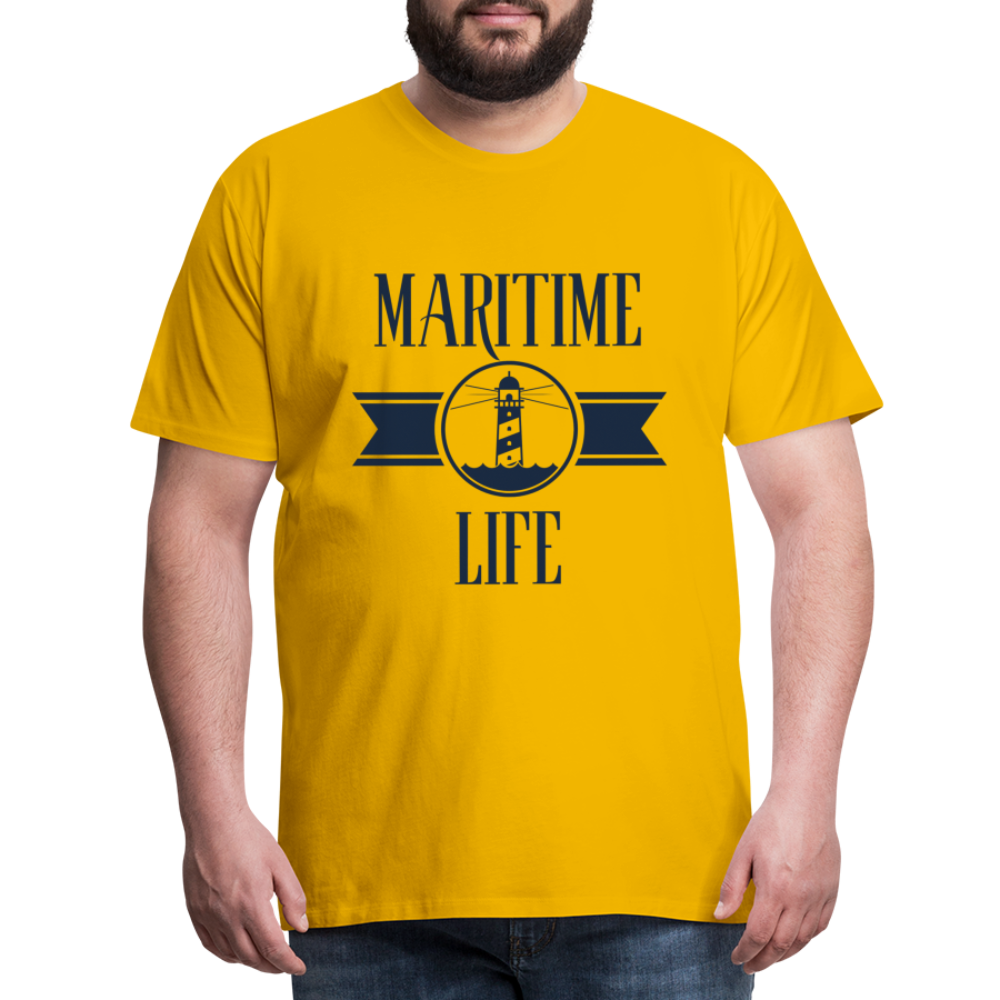 Männer Premium T-Shirt - Maritime Life Navi - Sonnengelb