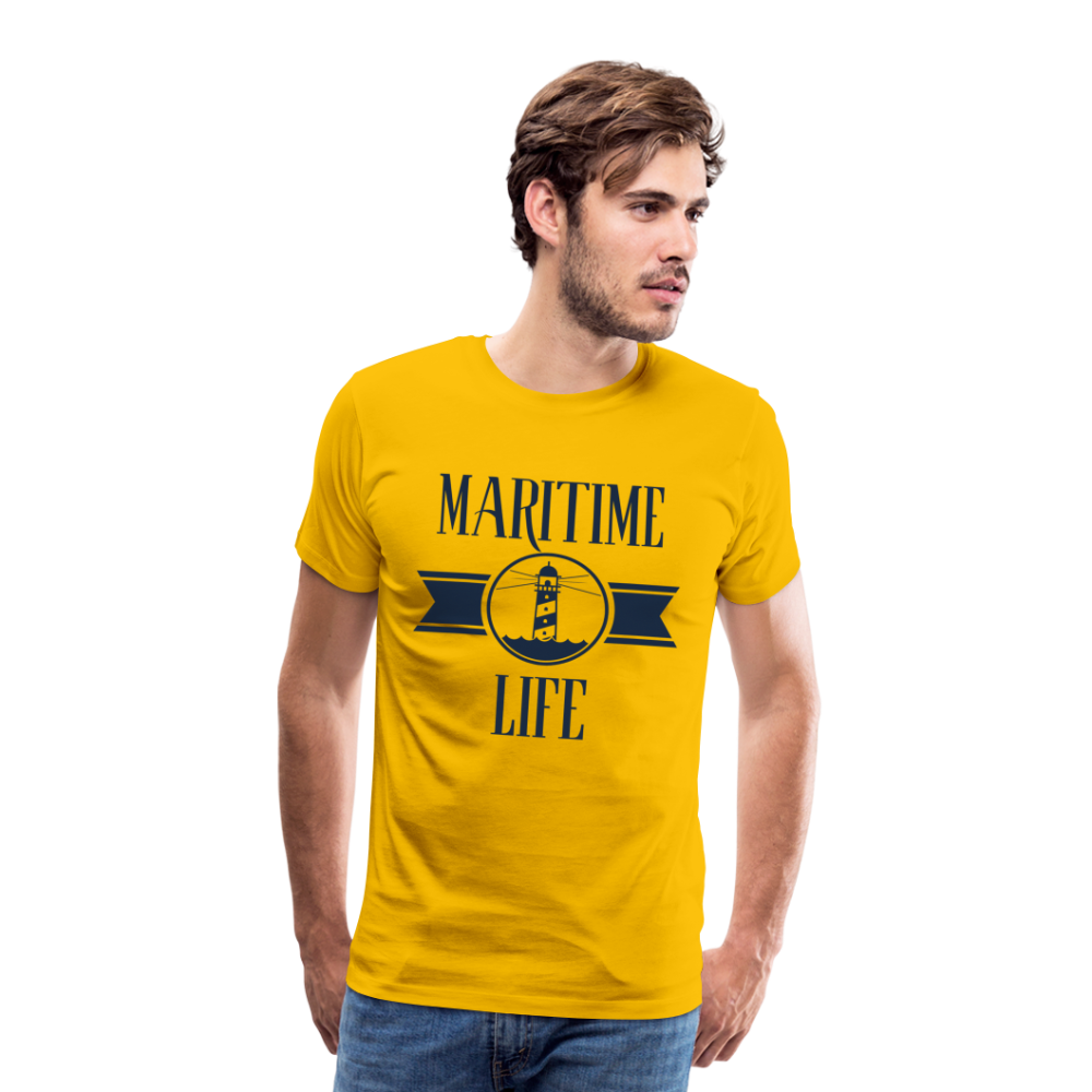 Männer Premium T-Shirt - Maritime Life Navi - Sonnengelb