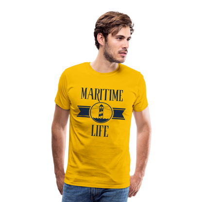 Männer Premium T-Shirt - Maritime Life Navi - Sonnengelb