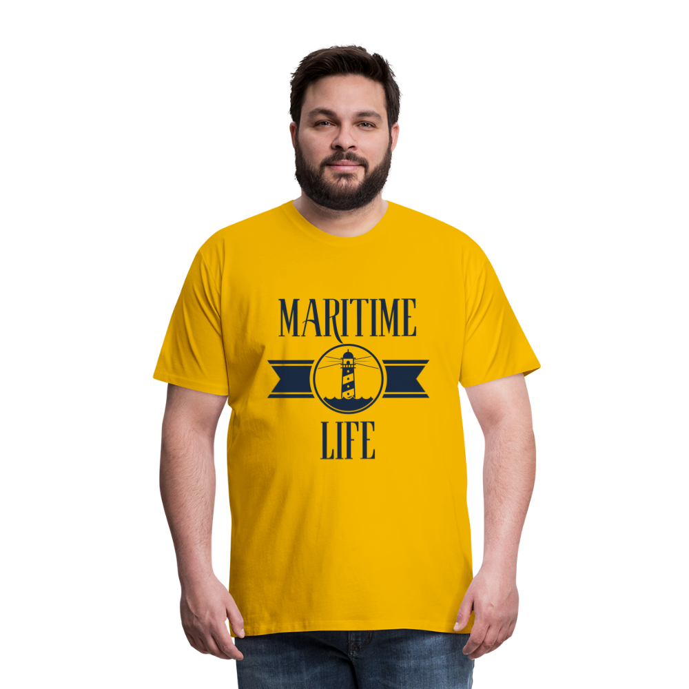 Männer Premium T-Shirt - Maritime Life Navi - Sonnengelb