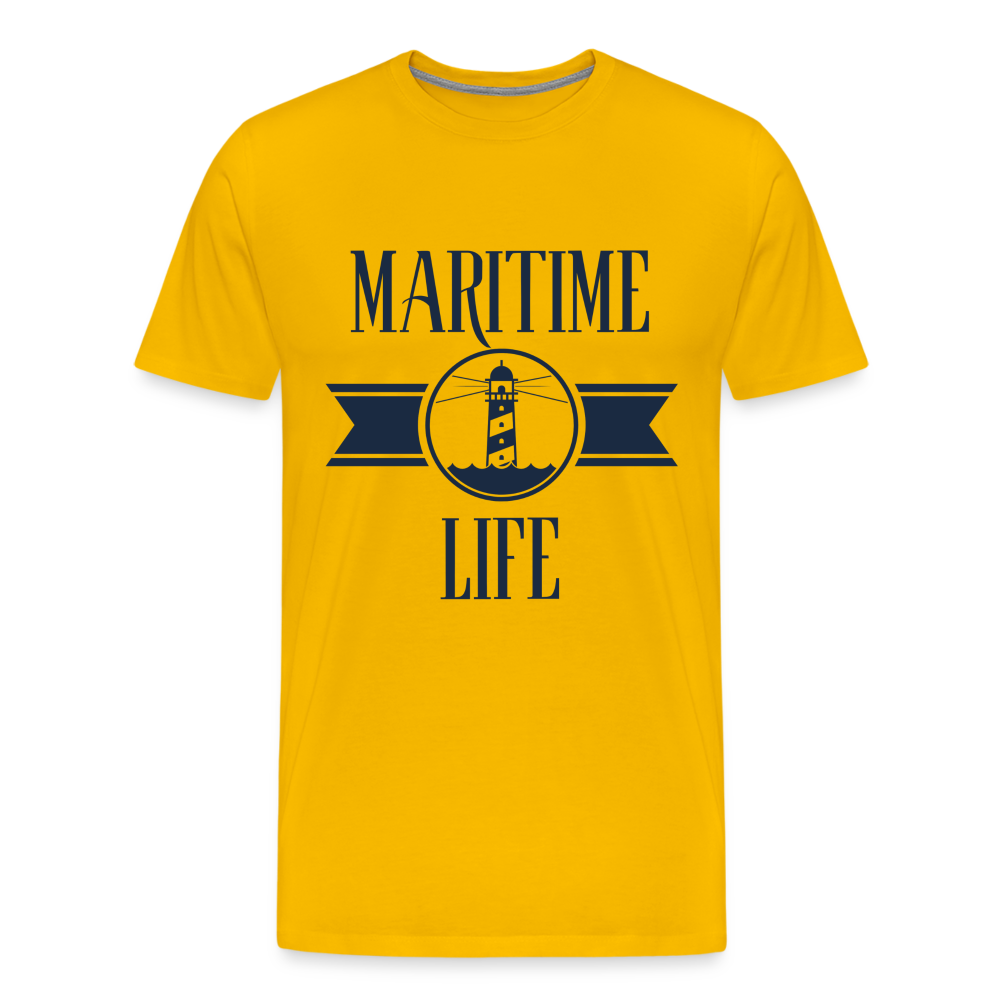 Männer Premium T-Shirt - Maritime Life Navi - Sonnengelb