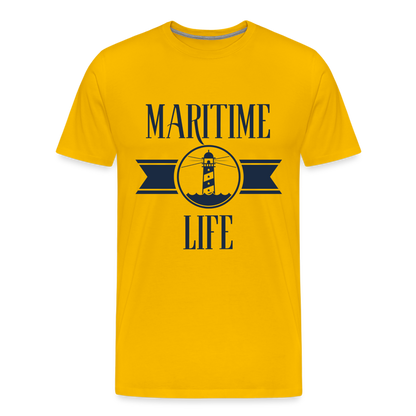 Männer Premium T-Shirt - Maritime Life Navi - Sonnengelb