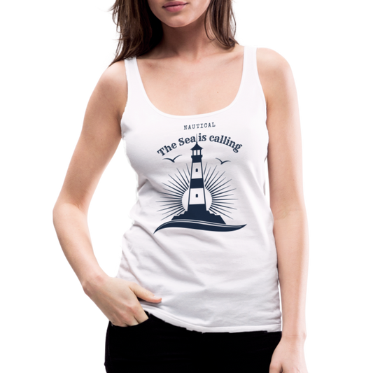 Frauen Premium Tank Top - Nautical The Sea is calling - weiß