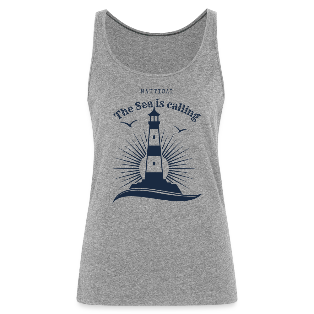 Frauen Premium Tank Top - Nautical The Sea is calling - Grau meliert