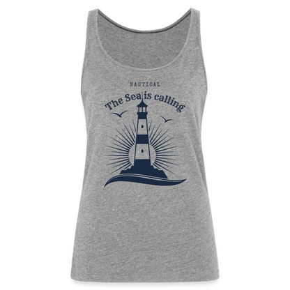 Frauen Premium Tank Top - Nautical The Sea is calling - Grau meliert