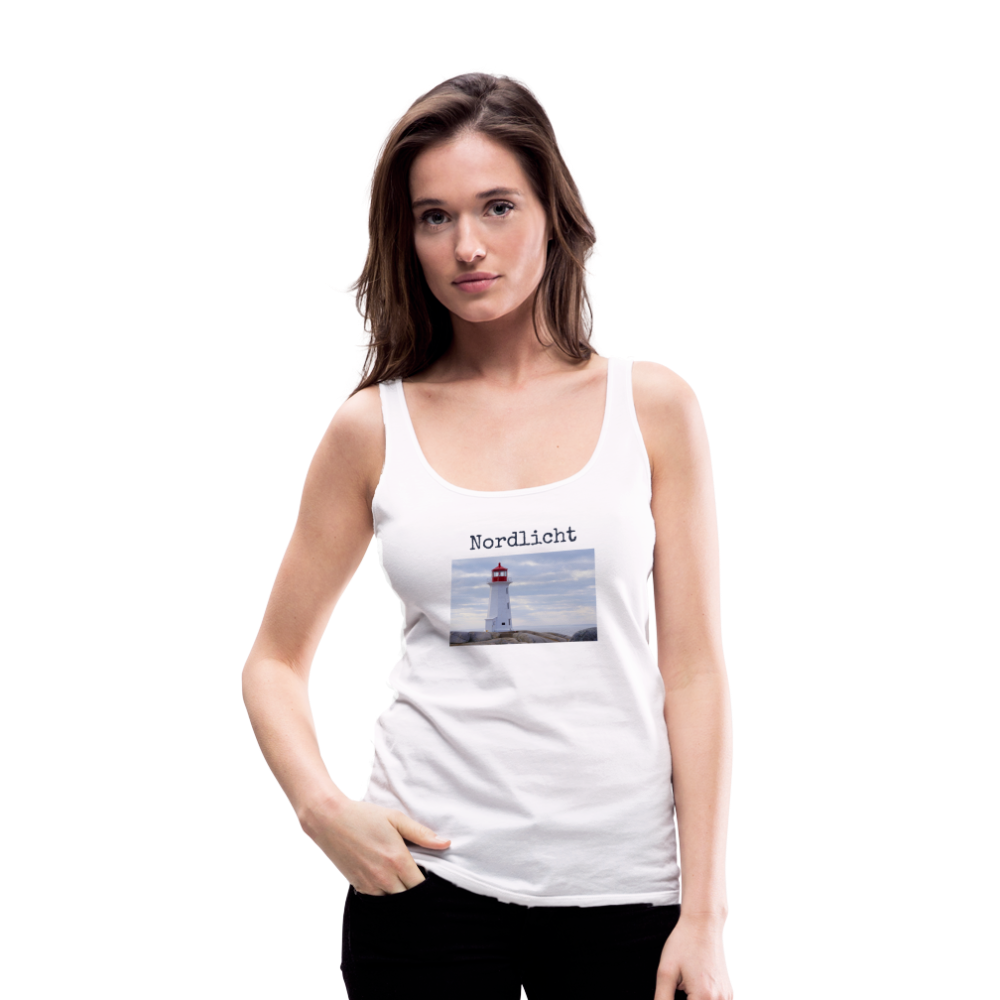 Frauen Premium Tank Top - Nordlicht Leuchtturm - weiß