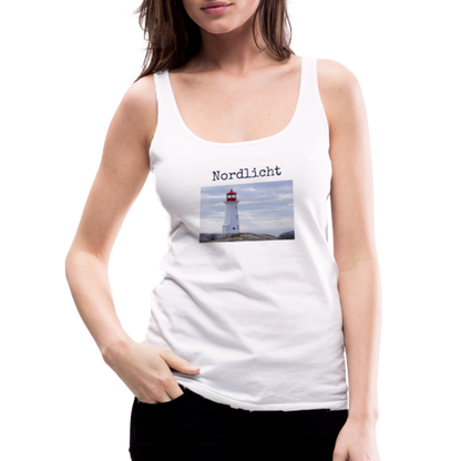 Frauen Premium Tank Top - Nordlicht Leuchtturm - weiß