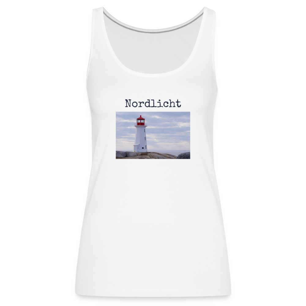 Frauen Premium Tank Top - Nordlicht Leuchtturm - weiß