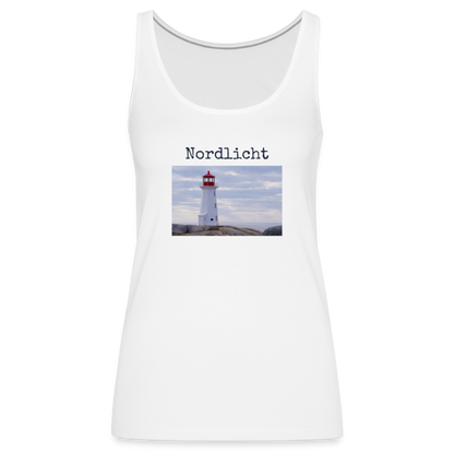 Frauen Premium Tank Top - Nordlicht Leuchtturm - weiß