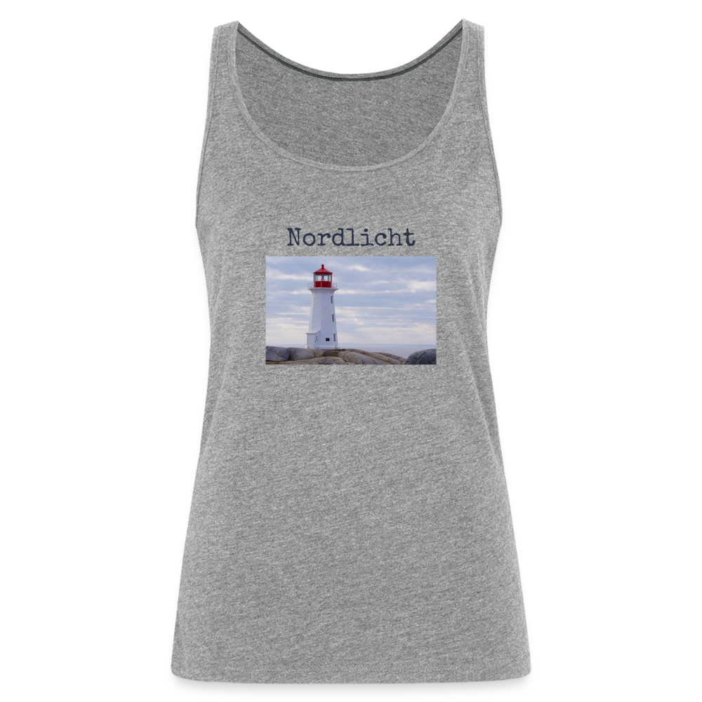 Frauen Premium Tank Top - Nordlicht Leuchtturm - Grau meliert