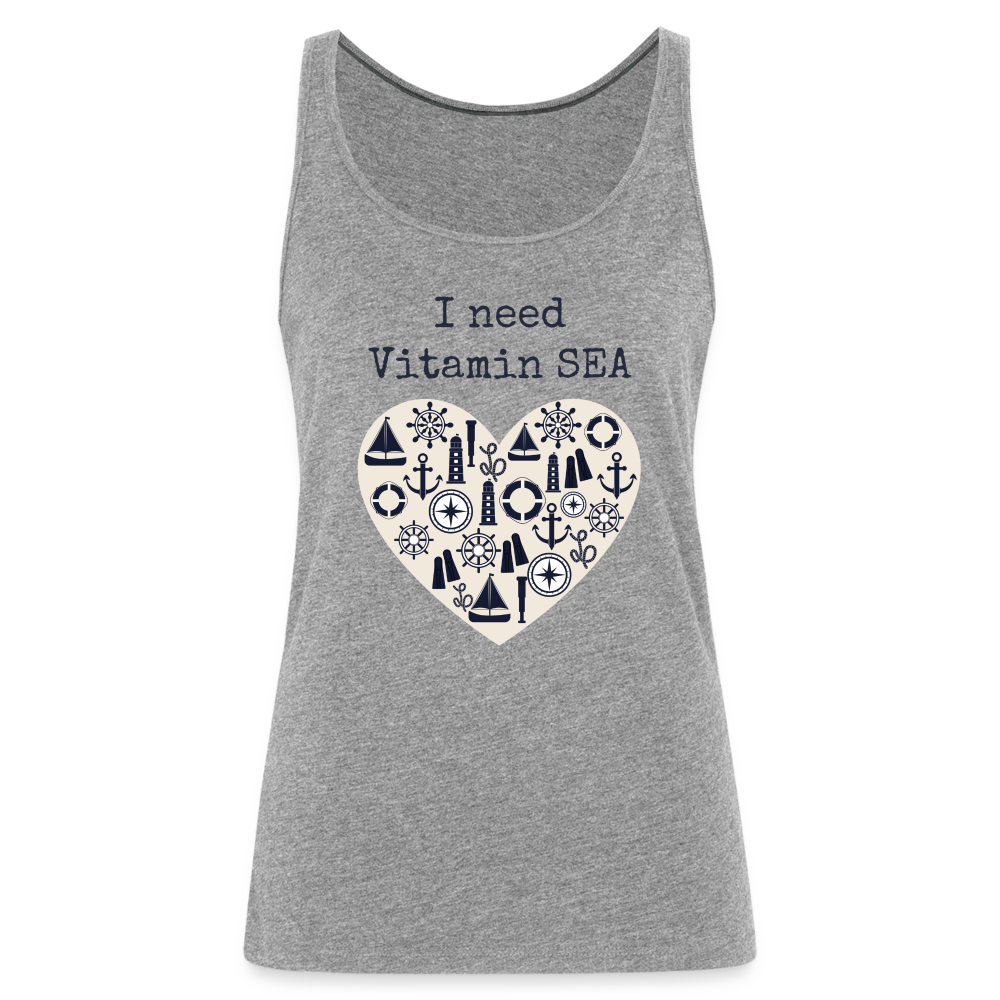 Frauen Premium Tank Top - I need Vitamin SEA Herz - Grau meliert