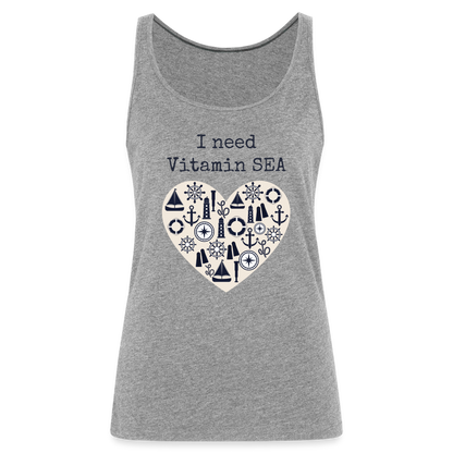 Frauen Premium Tank Top - I need Vitamin SEA Herz - Grau meliert