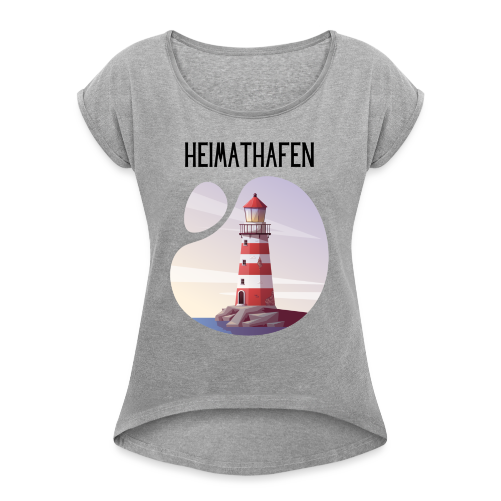 Frauen T-Shirt mit gerollten Ärmeln - Heimathafen - Grau meliert