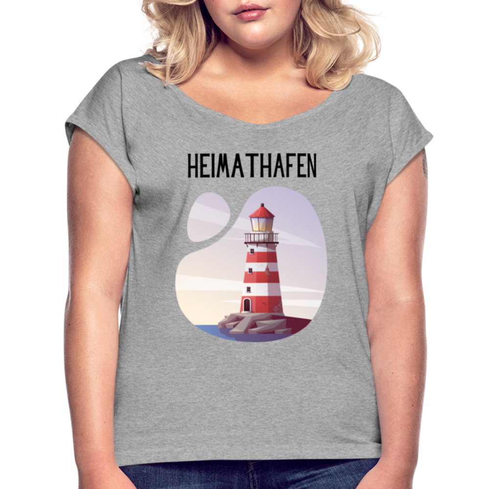 Frauen T-Shirt mit gerollten Ärmeln - Heimathafen - Grau meliert