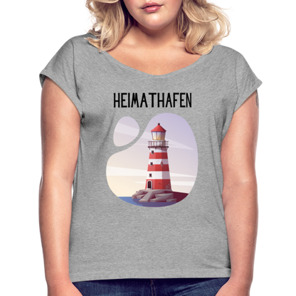 Frauen T-Shirt mit gerollten Ärmeln - Heimathafen - Grau meliert