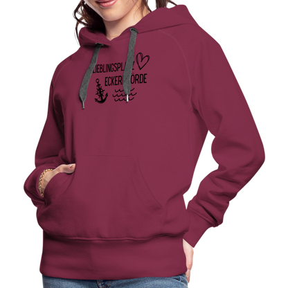 Frauen Premium Hoodie - Lieblingsplatz Eckernförde - Bordeaux