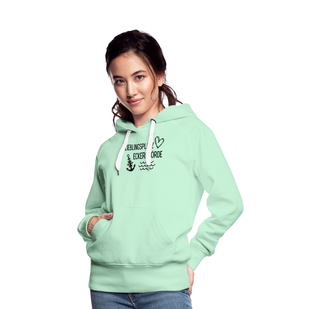 Frauen Premium Hoodie - Lieblingsplatz Eckernförde - helles Mintgrün