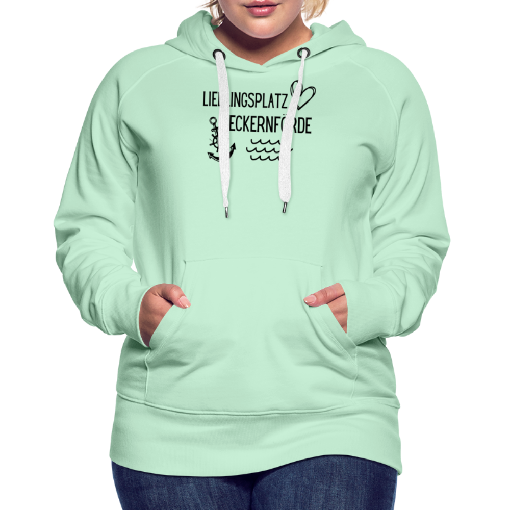 Frauen Premium Hoodie - Lieblingsplatz Eckernförde - helles Mintgrün