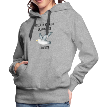 Frauen Premium Hoodie - Da wo andere Urlaub machen - Grau meliert