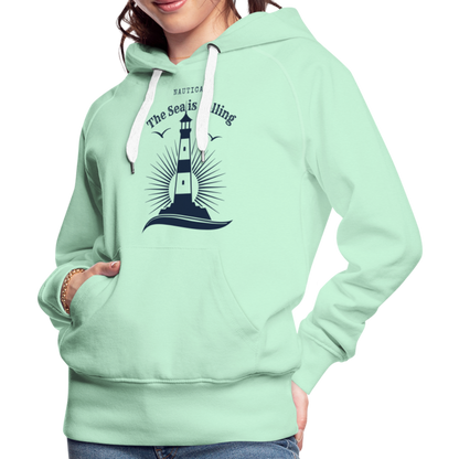 Frauen Premium Hoodie - The Sea is calling - helles Mintgrün