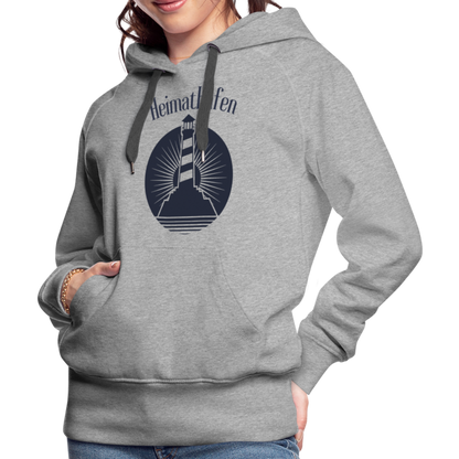 Frauen Premium Hoodie - Heimathafen Leuchtturm - Grau meliert