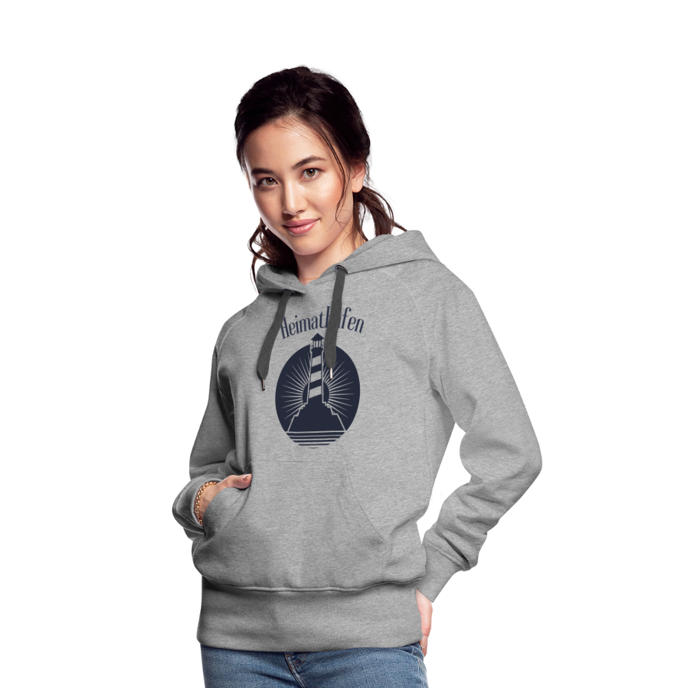 Frauen Premium Hoodie - Heimathafen Leuchtturm - Grau meliert