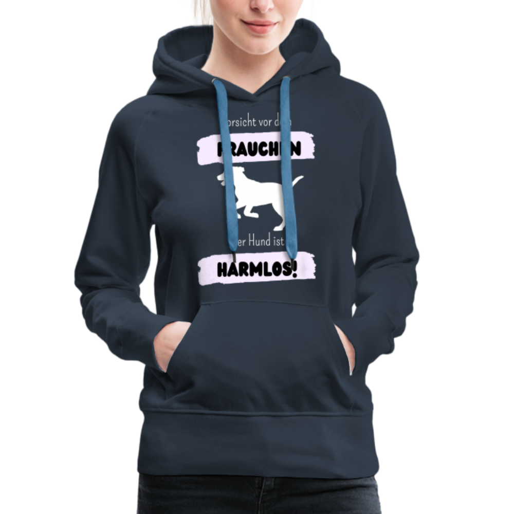 Frauen Premium Hoodie - Vorsicht vor dem Frauchen - Navy