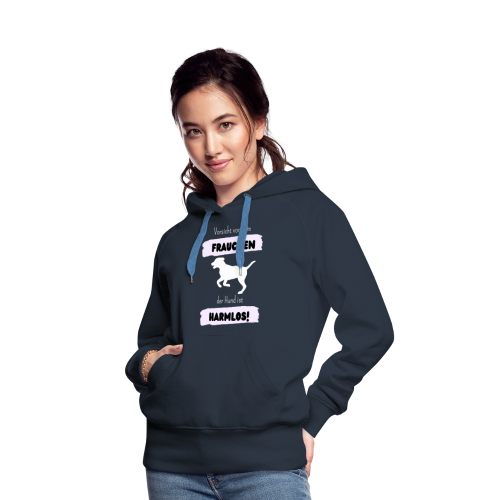 Frauen Premium Hoodie - Vorsicht vor dem Frauchen - Navy