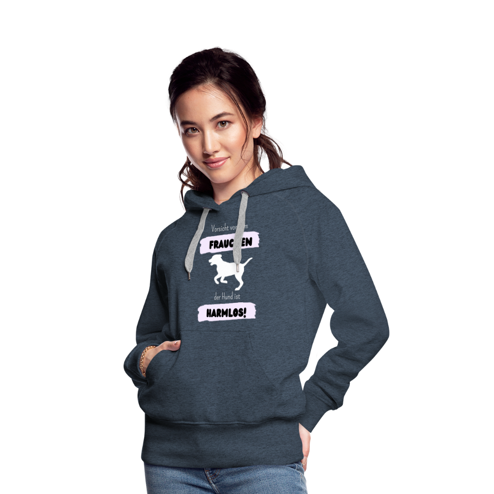 Frauen Premium Hoodie - Vorsicht vor dem Frauchen - Jeansblau