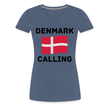 Frauen Premium T-Shirt - Denmark Calling - Blau meliert