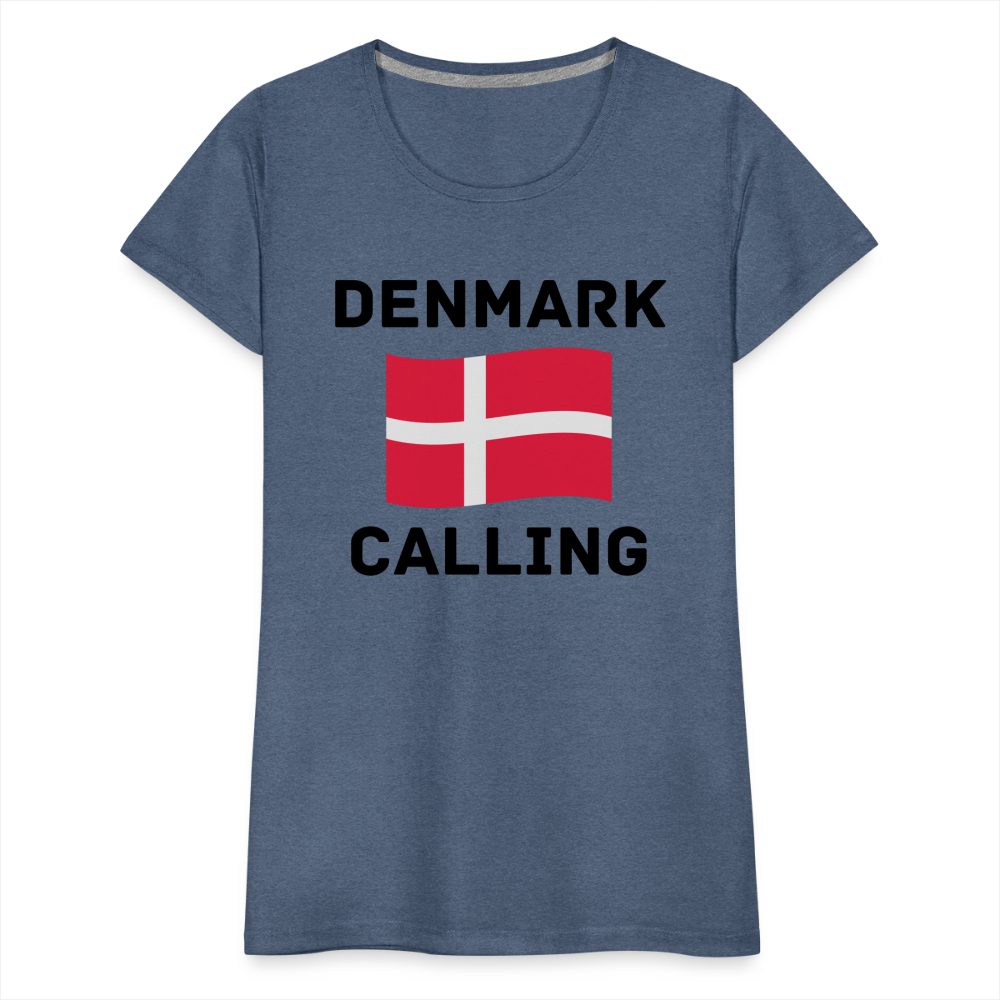 Frauen Premium T-Shirt - Denmark Calling - Blau meliert