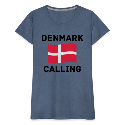 Frauen Premium T-Shirt - Denmark Calling - Blau meliert