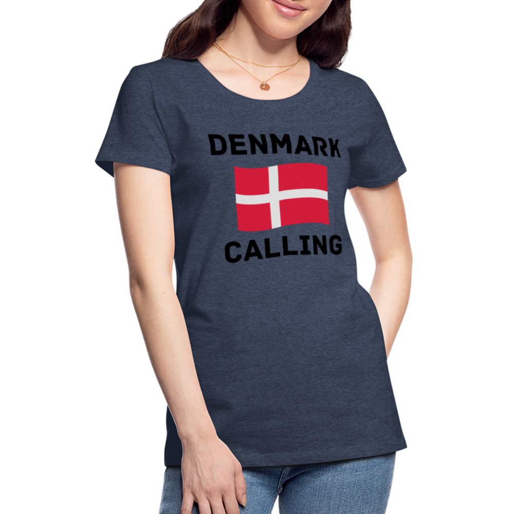 Frauen Premium T-Shirt - Denmark Calling - Blau meliert