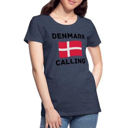 Frauen Premium T-Shirt - Denmark Calling - Blau meliert