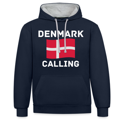 Kontrast-Hoodie - Denmark calling - Navy/Grau meliert