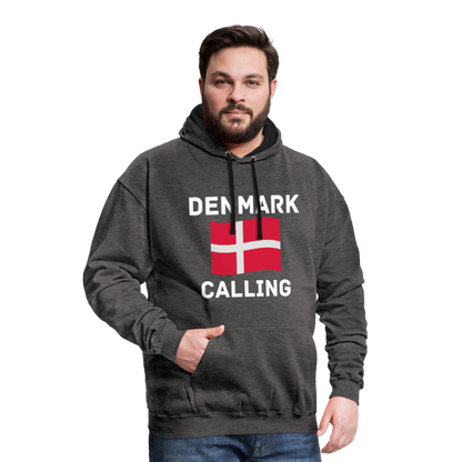 Kontrast-Hoodie - Denmark calling - Anthrazit/Schwarz