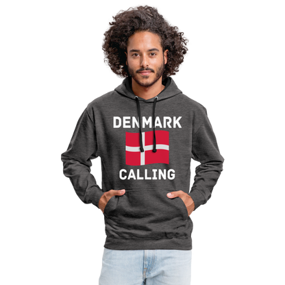 Kontrast-Hoodie - Denmark calling - Anthrazit/Schwarz